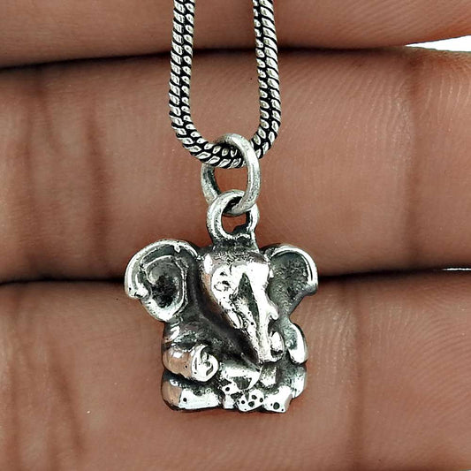 Stylish 925 Sterling Silver Sitting Ganesh Pendant