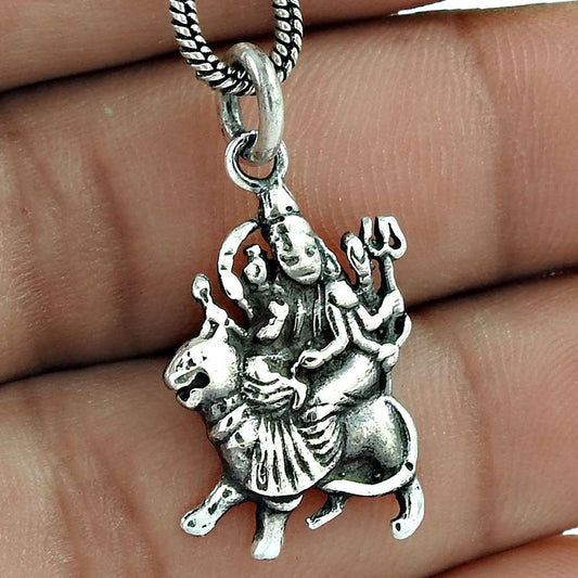 Maa Durga 925 Sterling Silver Handmade Pendant
