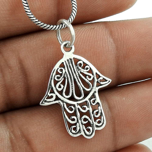 Secret Hamsa 925 Sterling Silver Pendant