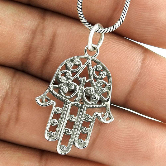 Big Inspire 925 Sterling Silver Hamsa Pendant