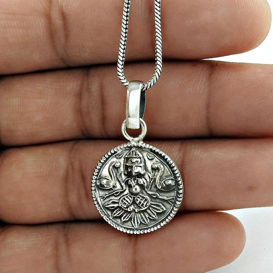 Bold Vintage Energetic 925 Sterling Silver God Pendant