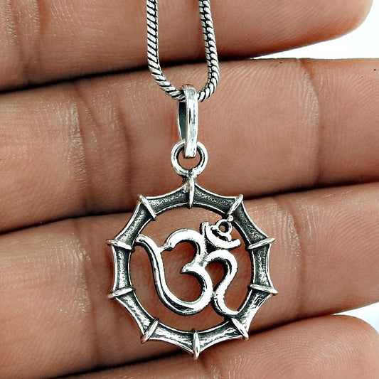 Classic Design Sterling Silver Jewellery OM Pendant