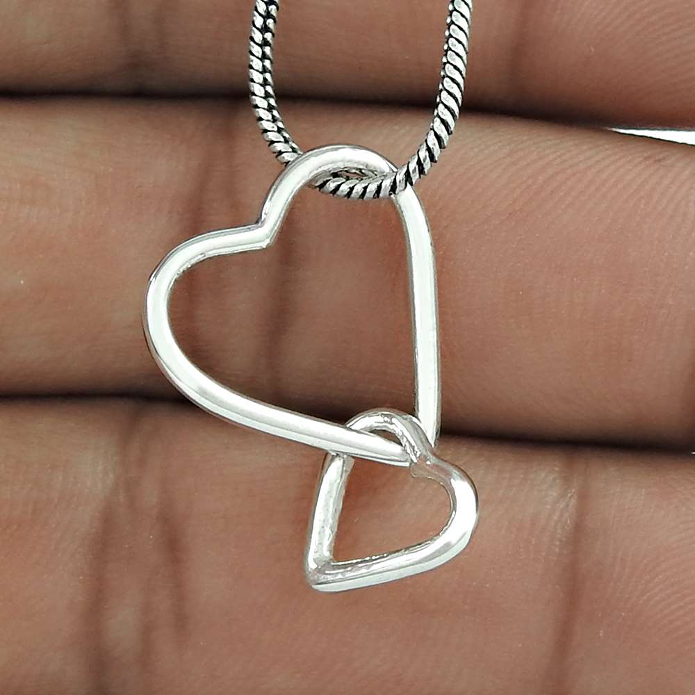 Abstract Handmade 925 Sterling Silver Heart Pendant