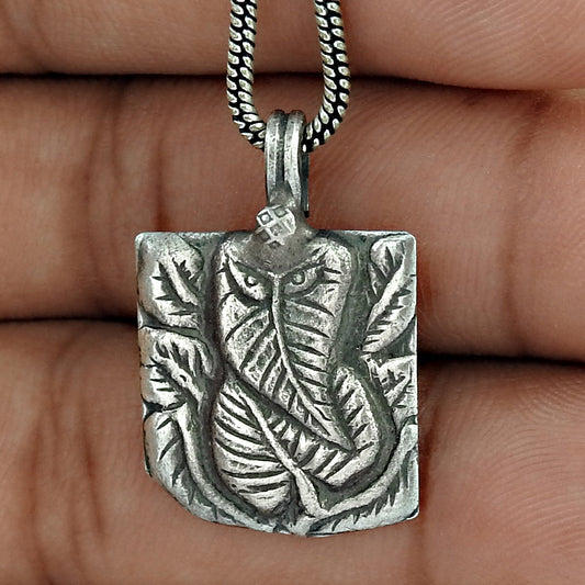 101 Leaf Ganesha Pendant 925 Sterling Oxidized Silver Jewelry