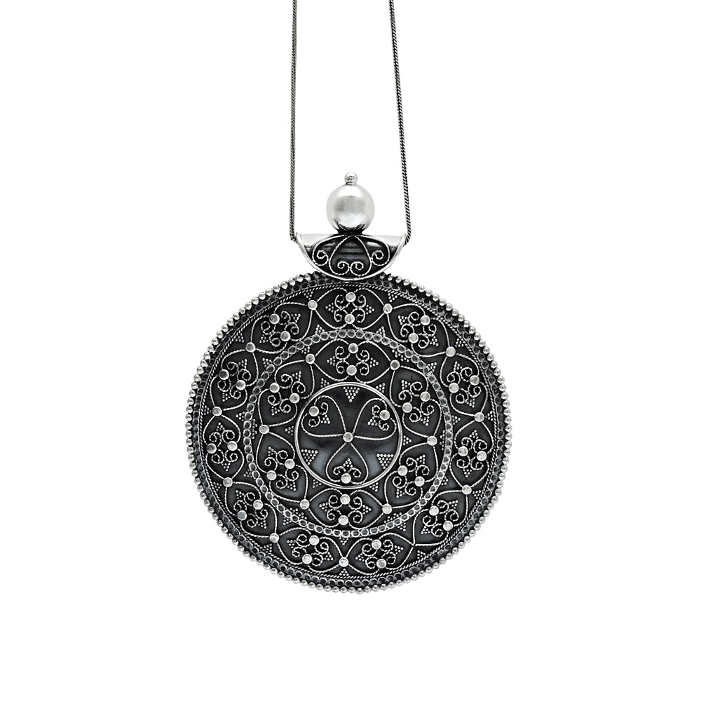 Antique Look Artisan Pendant 925 Sterling Silver Oxidized Jewelry