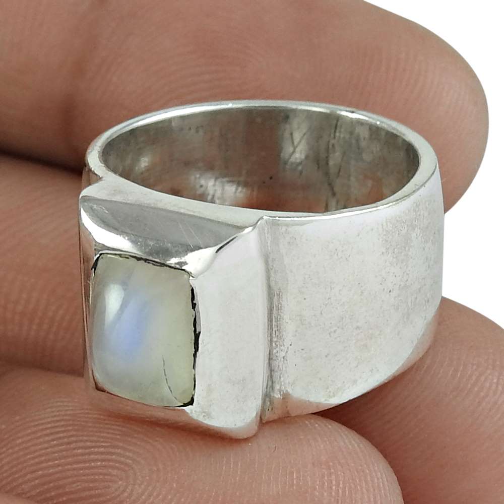 Mothers Day Gift Natural Moonstone Statement Ring Size 6 925 Sterling Silver I1