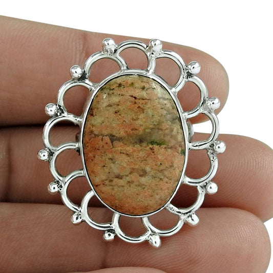 Mothers Day Gift Jasper Gemstone Solitaire Ring Size 5.5 925 Sterling Silver O1