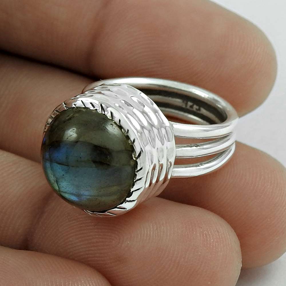 Mothers Day Gift Natural Labradorite Statement Ring Size 6 925 Sterling Silver J2