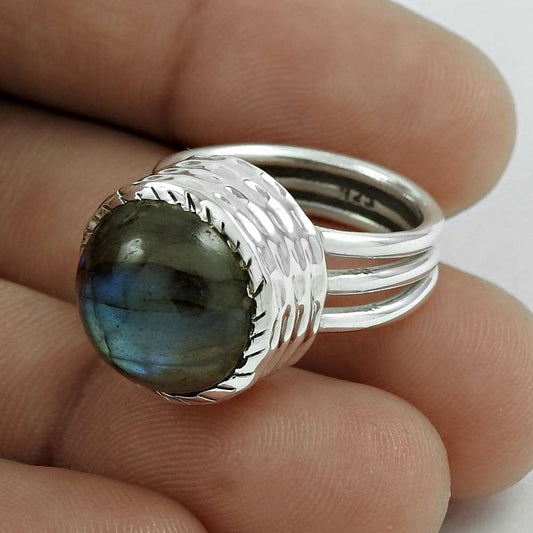 Mothers Day Gift Natural Labradorite Statement Ring Size 6 925 Sterling Silver J2