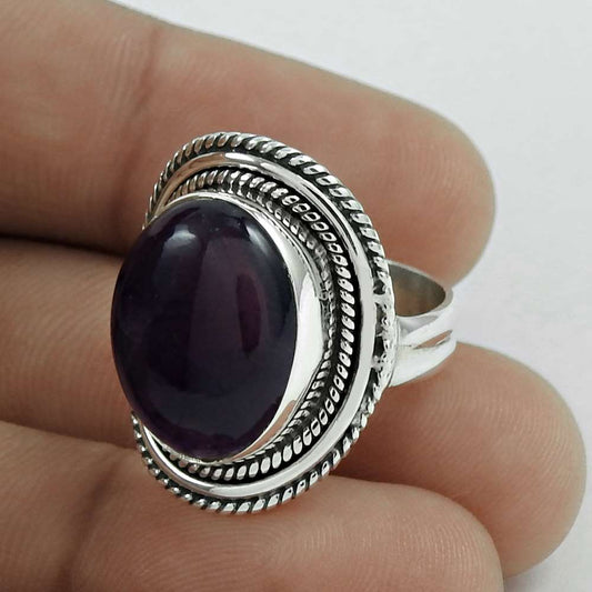 Mothers Day Gift Natural Amethyst Gemstone 925 Silver Cocktail Ring Size 6.5 A2
