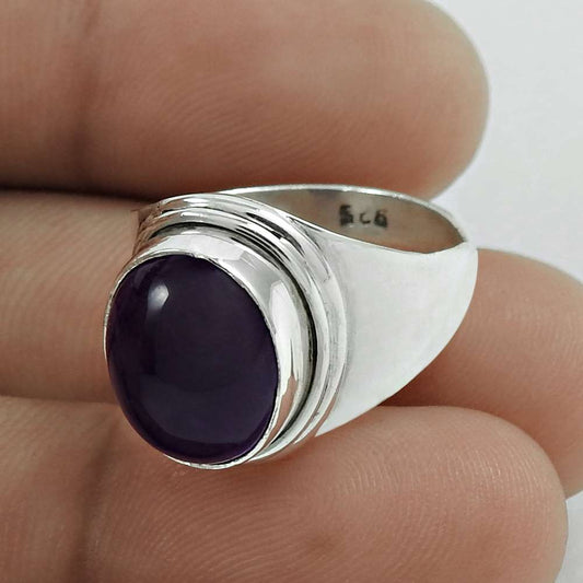 Natural Amethyst Gemstone Cocktail Tribal Ring Size 7 925 Silver For Girls B10