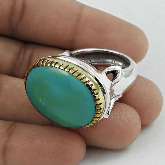 Natural Arizona Turquoise 925 Sterling Silver Boho Mothers Day Gift Ring Size 7 G1