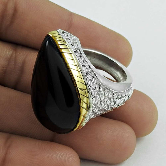 Natural Onyx Gemstone Mothers Day Gift Ring Size 7.5 925 Sterling Silver H1
