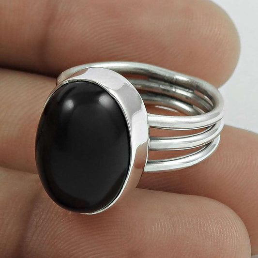 Natural Onyx Gemstone Solitaire Mothers Day Gift Ring Size 6 925 Silver K1