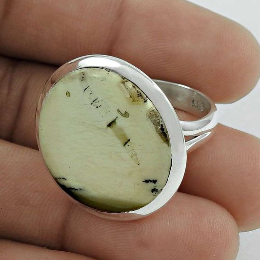 Mothers Day Gift Cocktail Vintage Ring Size 8 925 Silver Natural Dendritic Opal L1