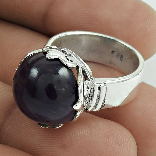 Mothers Day Gift Natural Amethyst Solitaire Ring Size 6 925 Silver O1