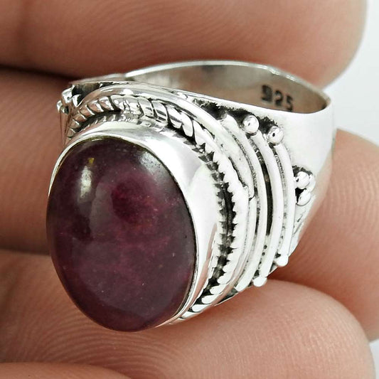 Natural Ruby Gemstone 925 Sterling Silver Cocktail Ring Size 6 For Girls Q1