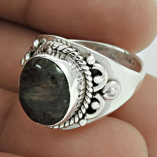 Natural Rutile Gemstone 925 Silver Cocktail Ring Size 8 Mothers Day Gift A5