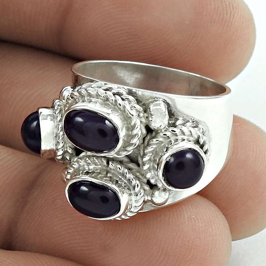 Mothers Day Gift Natural Amethyst Statement Ring Size 6.5 925 Sterling Silver F3