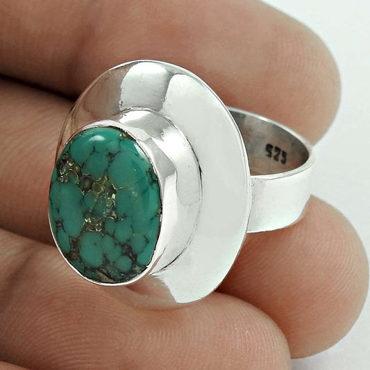 Natural Turquoise Solitaire Bohemian Mothers Day Gift Ring Size 7 925 Silver R1