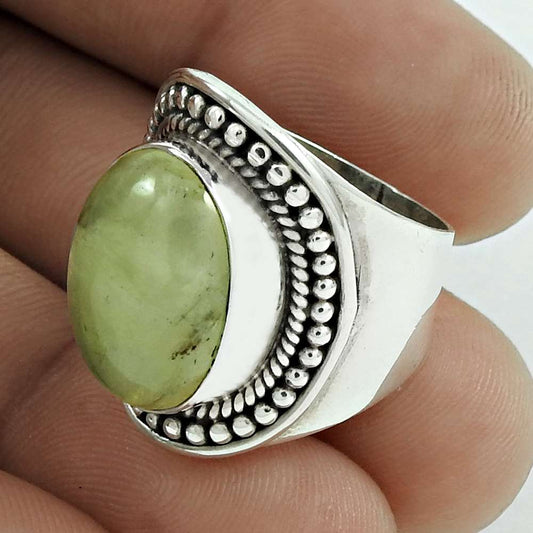 Natural Prehnite Gemstone Mothers Day Gift Ring Size 6 925 Sterling Silver W1