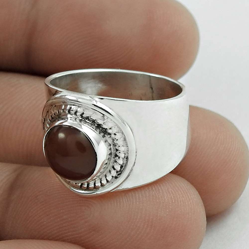 Mothers Day Gift 925 Silver Natural Carnelian Solitaire Bohemian Ring Size 6 X1