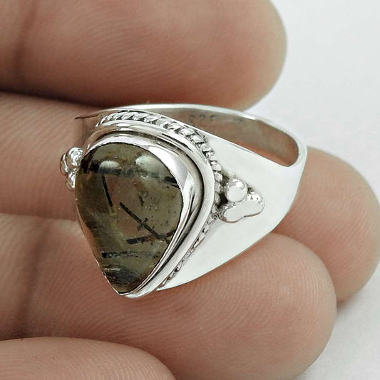 Mothers Day Gift Natural Rutile Cocktail Ring Size 8.5 925 Sterling Silver Y1