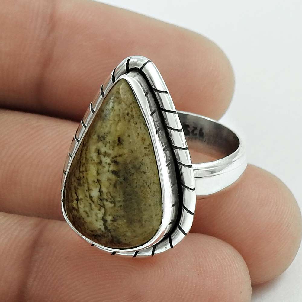 Natural Jasper Gemstone Cocktail Mothers Day Gift Ring Size 7 925 Silver Z1