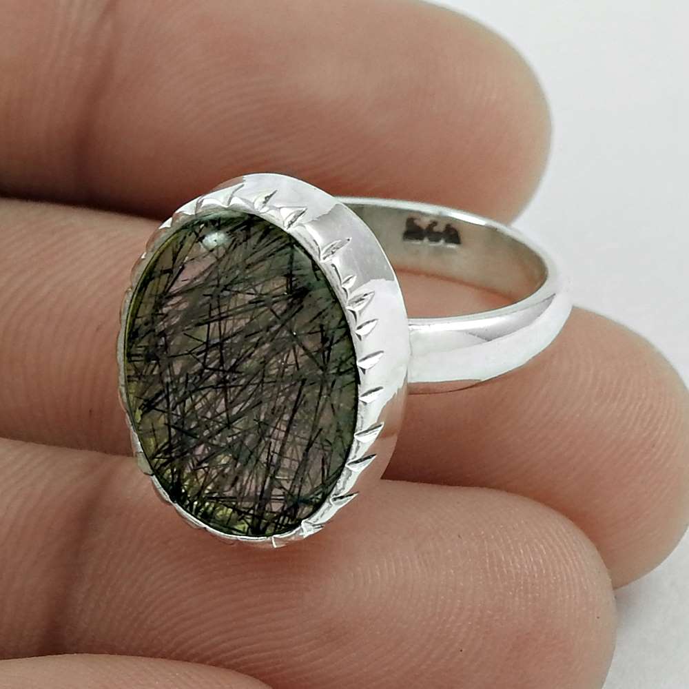 Natural Rutile Gemstone 925 Silver Cocktail Ring Size 7 Mothers Day Gift D7