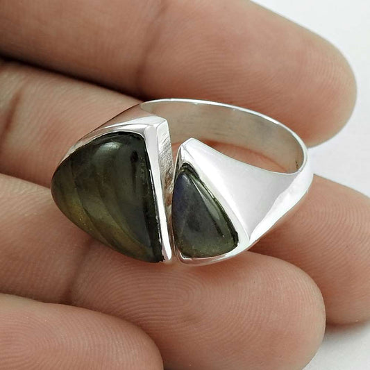 Natural Labradorite Gemstone Statement Mothers Day Gift Ring Size 7 925 Silver A2