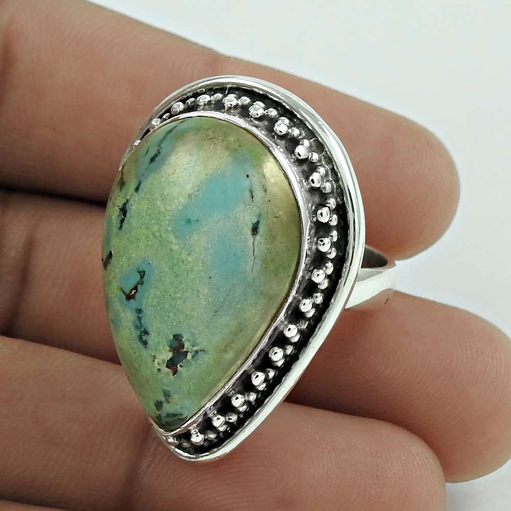 Mothers Day Gift Gemstone Turquoise Ring Size 6 925 Sterling Silver Jewelry K8