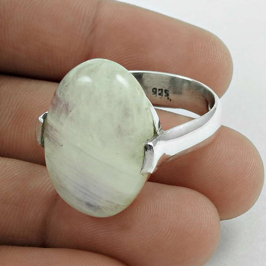 Natural Rainbow Moonstone 925 Silver Bohemian Mothers Day Gift Ring Size 12 E2