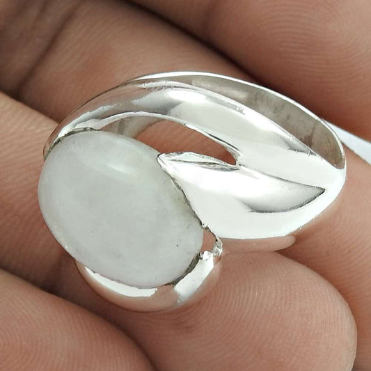 Mothers Day Gift Natural Rainbow Moonstone 925 Silver Statement Ring Size 8 D5