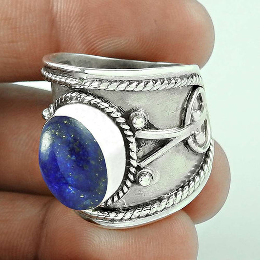 Good Fortune Lapis Gemstone 925 Sterling Silver Ring
