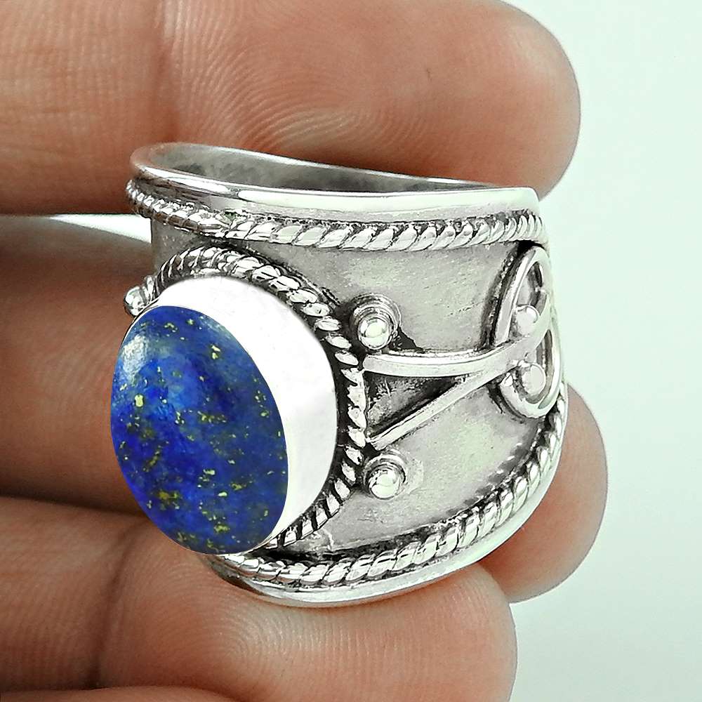 Good Fortune Lapis Gemstone 925 Sterling Silver Ring