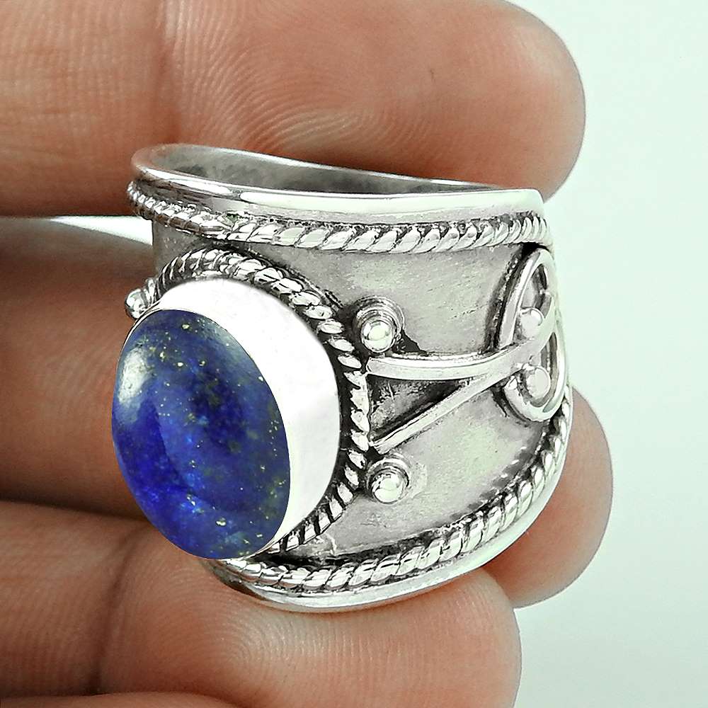 Good Fortune Lapis Gemstone 925 Sterling Silver Ring