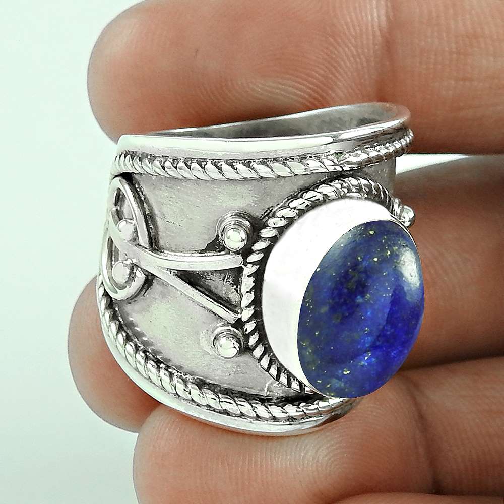 Good Fortune Lapis Gemstone 925 Sterling Silver Ring