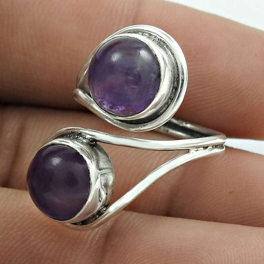 Natural Amethyst Gemstone 925 Silver Solitaire Ring Size 6 Mothers Day Gift H11