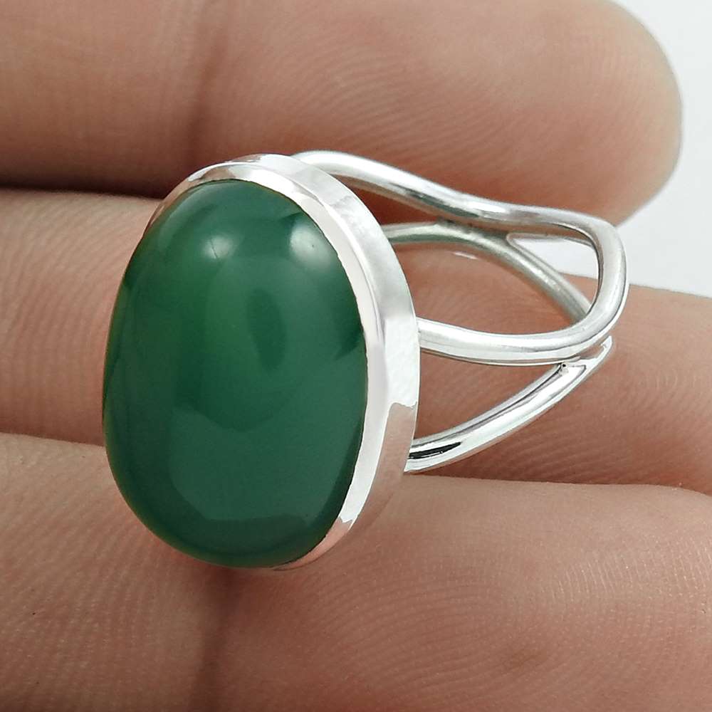 Natural Onyx Gemstone 925 Silver Cocktail Vintage Mothers Day Gift Ring Size 7 R2