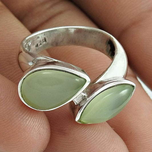 Gift For Her Natural Chalcedony Cocktail Boho Ring Size 7 925 Silver B14