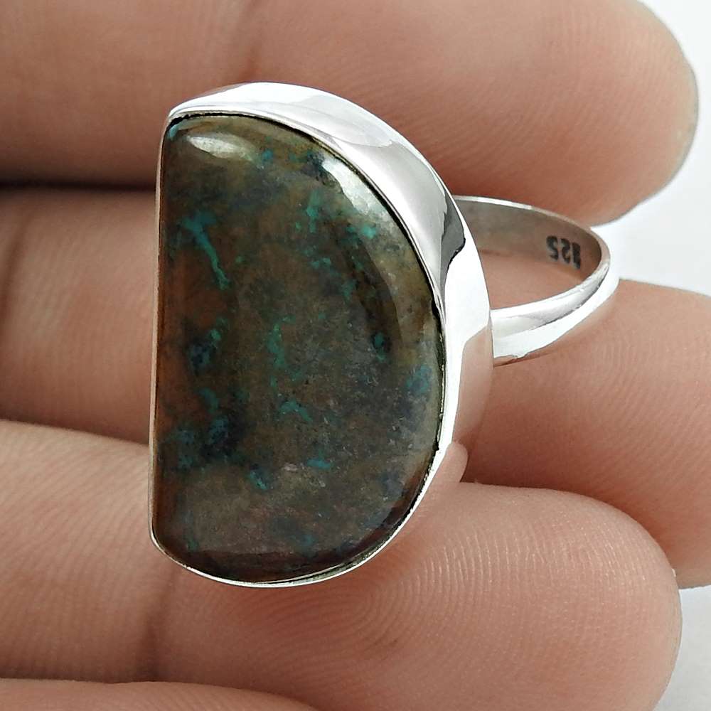 Natural Azurite Gemstone Statement Mothers Day Gift Ring Size 9 925 Silver Y2