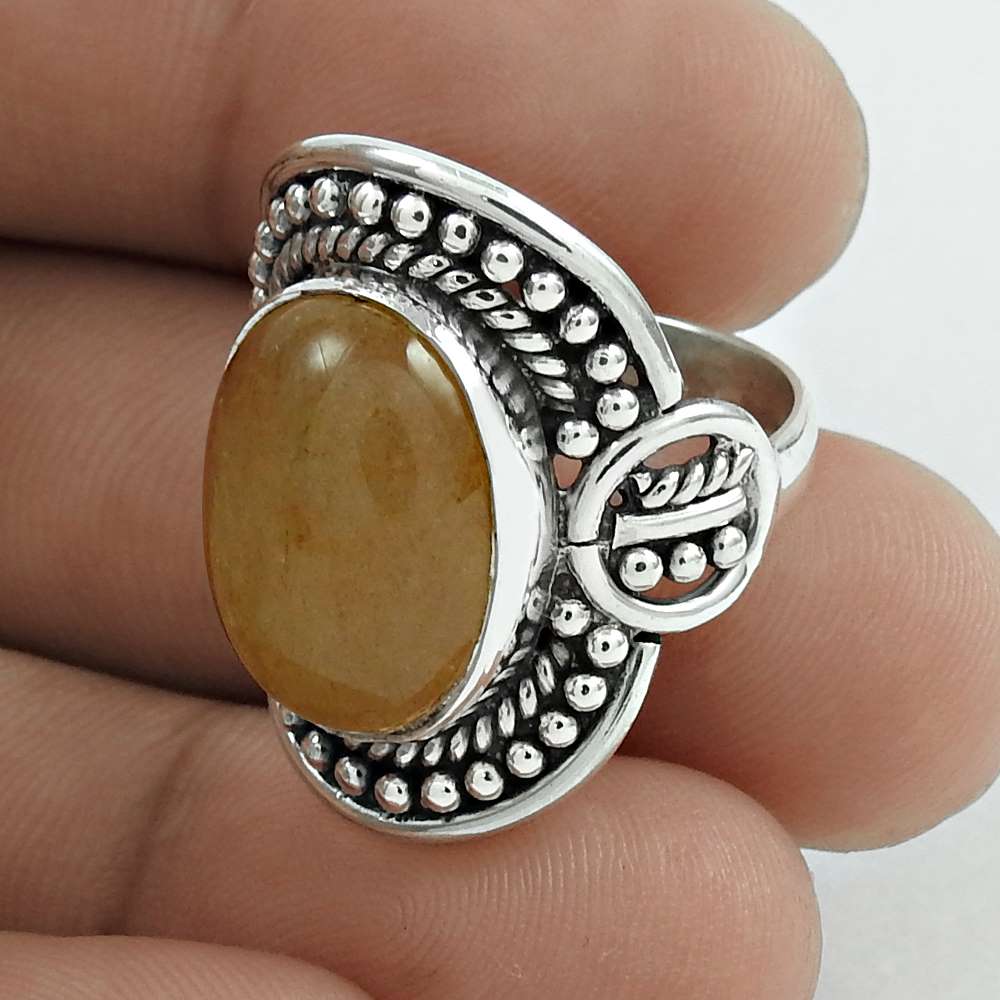 Gift For Her Natural Aventurine Cocktail Ethnic Ring Size 7 925 Silver C3