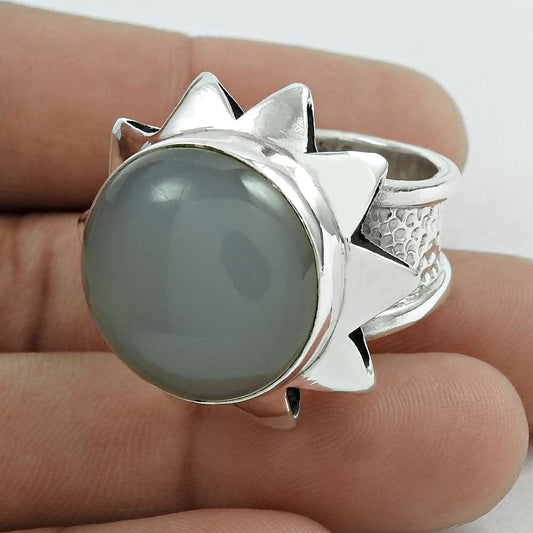 Natural Chalcedony Gemstone 925 Silver Cocktail Ring Size 12 For Women X5