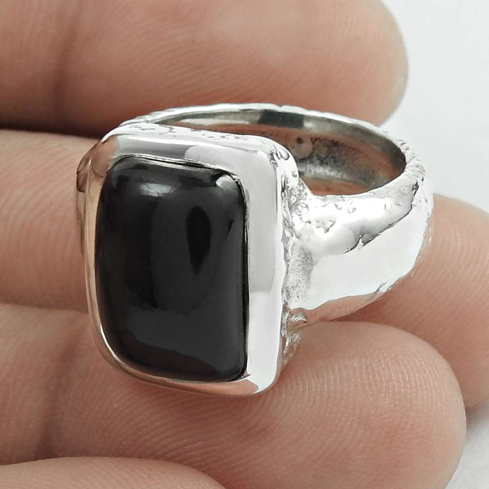 Natural Onyx Gemstone Cocktail Vintage Mothers Day Gift Ring Size 8 925 Silver B3