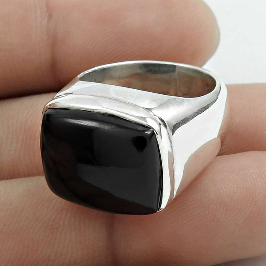 Mothers Day Gift 925 Silver Natural Onyx Gemstone Cocktail Ring Size 6.5 C3