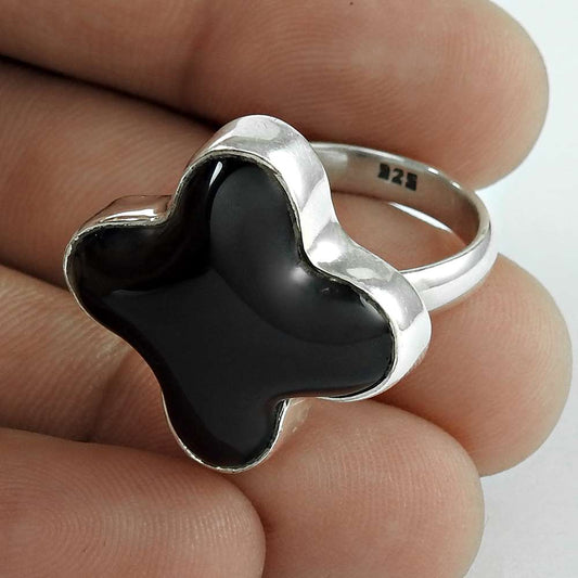 Mothers Day Gift Natural Onyx Statement Ring Size 7 925 Sterling Silver E15