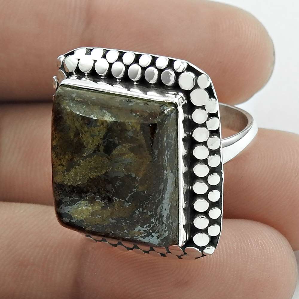 Mothers Day Gift Bronzite Gemstone Cocktail Ring Size 8 925 Sterling Silver K15