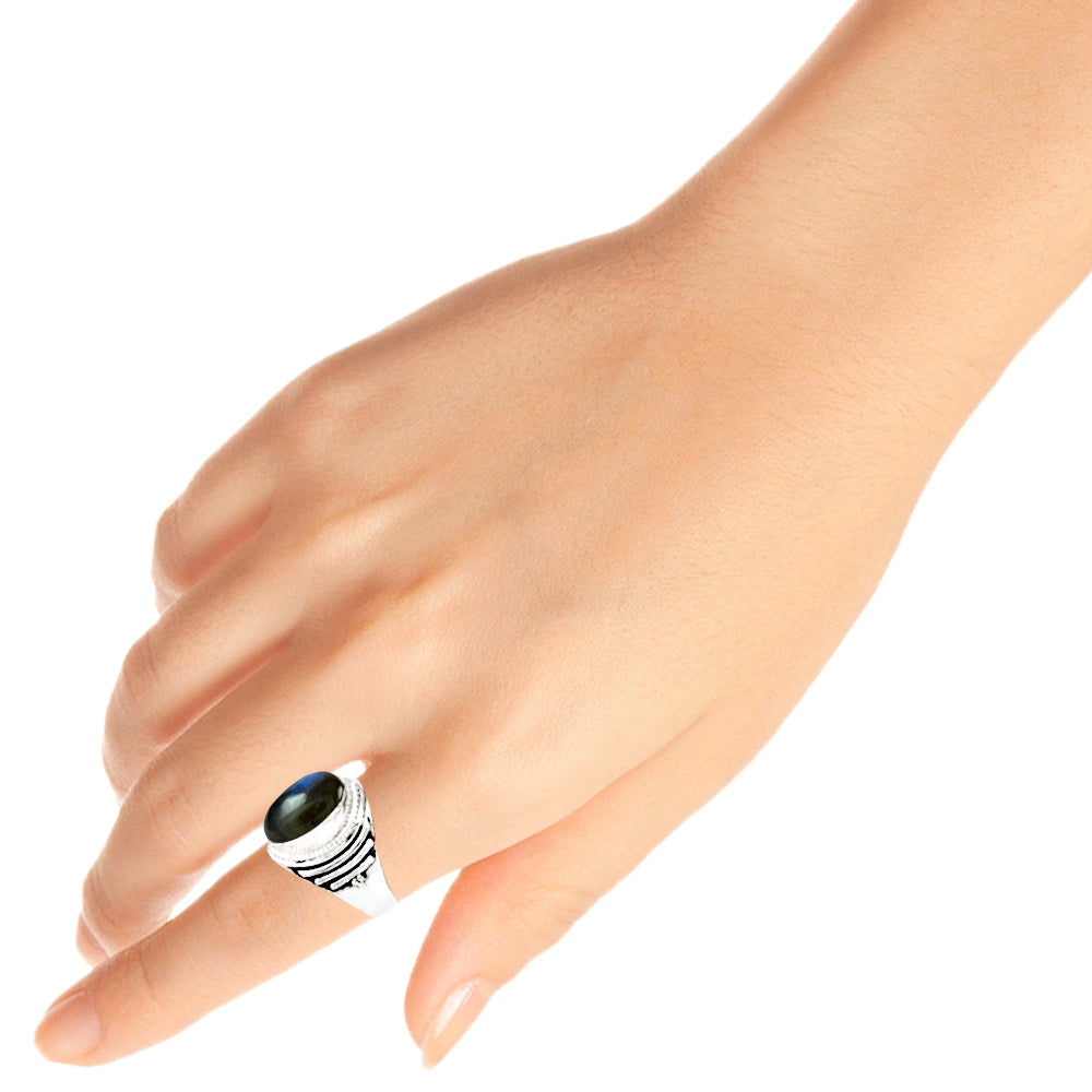 101 Natural labradorite gemstone 925 silver solitaire boho ring for girls p8
