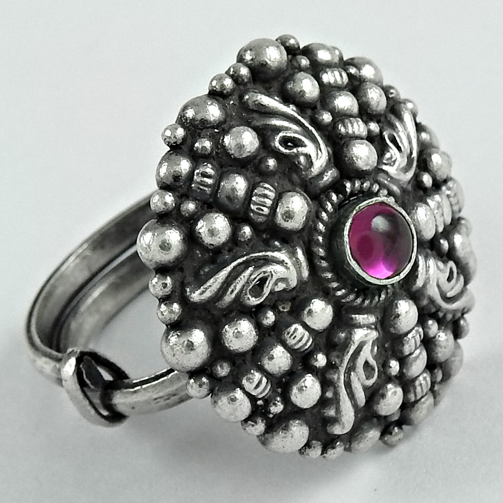 101 Pink Ruby Gemstone 925 Sterling Silver Trendy Adjustable Ring