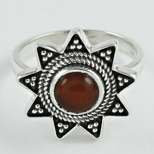 101 Natural carnelian gemstone solitaire ethnic ring 925 sterling silver b91